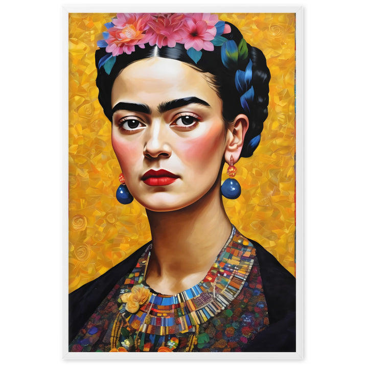 Poster - Frida Kahlo in the style of Gustav Klimt Kuratoren von artlia Weiß / 61×91 cm artlia