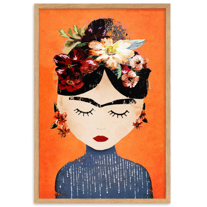 Poster - Frida Kahlo Orange Kuratoren von artlia Oak / 61×91 cm artlia