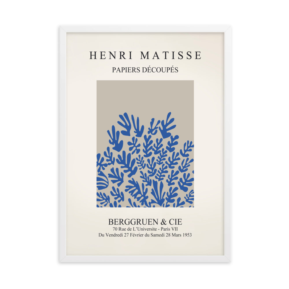 Poster - Henri Matisse, Papier Découpés blaue Blumen Henri Matisse Weiß / 50×70 cm artlia