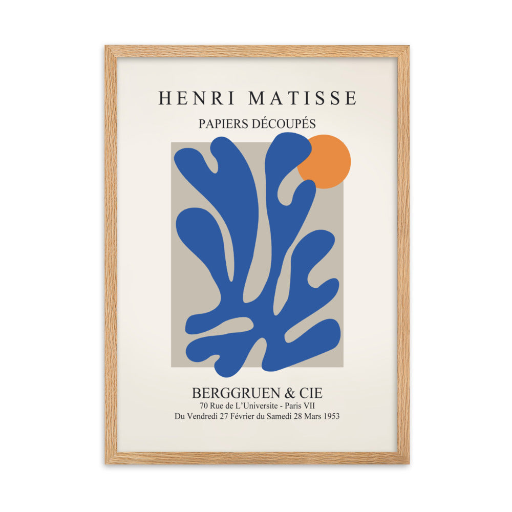 Poster - Henri Matisse, Papier Découpés blauer Garten II Henri Matisse Oak / 50×70 cm artlia