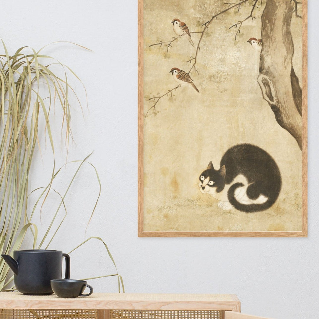 Poster - Katze und Spatzen, Byeon Sang-byeok Byeon Sang-byeok artlia