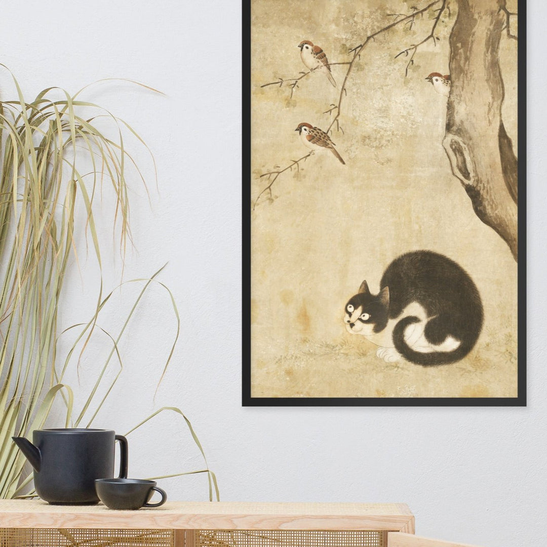 Poster - Katze und Spatzen, Byeon Sang-byeok Byeon Sang-byeok artlia