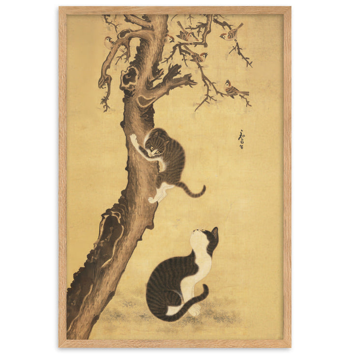 Poster - Katzen und Spatzen, Byeon Sang-byeok Byeon Sang-byeok Oak / 61×91 cm artlia