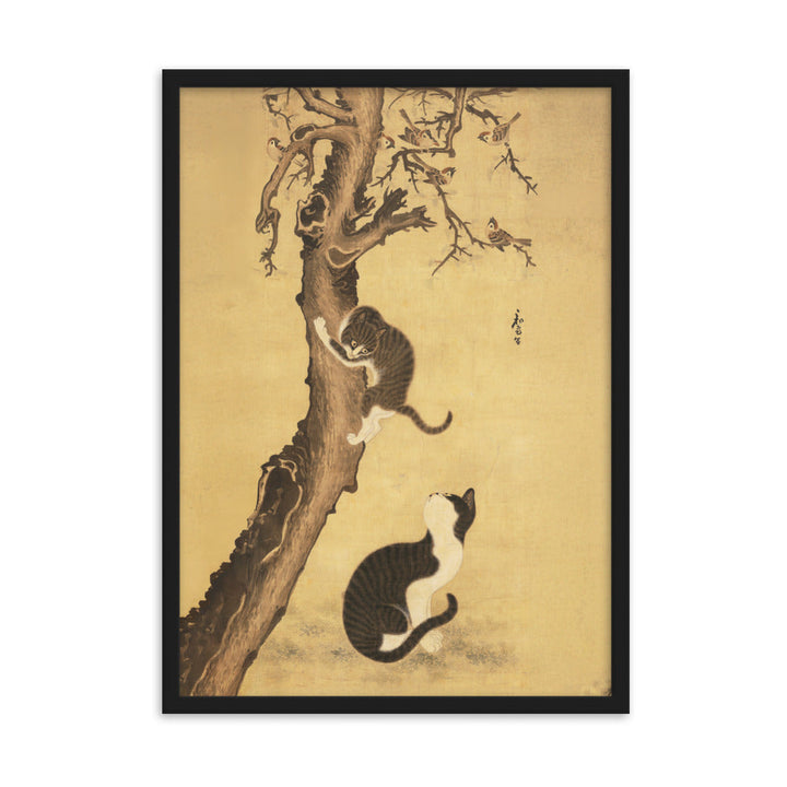 Poster - Katzen und Spatzen, Byeon Sang-byeok Byeon Sang-byeok Schwarz / 50×70 cm artlia