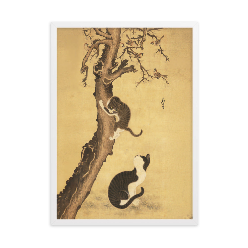 Poster - Katzen und Spatzen, Byeon Sang-byeok Byeon Sang-byeok Weiß / 50×70 cm artlia