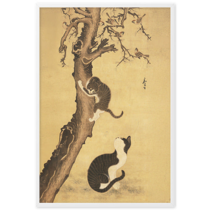 Poster - Katzen und Spatzen, Byeon Sang-byeok Byeon Sang-byeok Weiß / 61×91 cm artlia