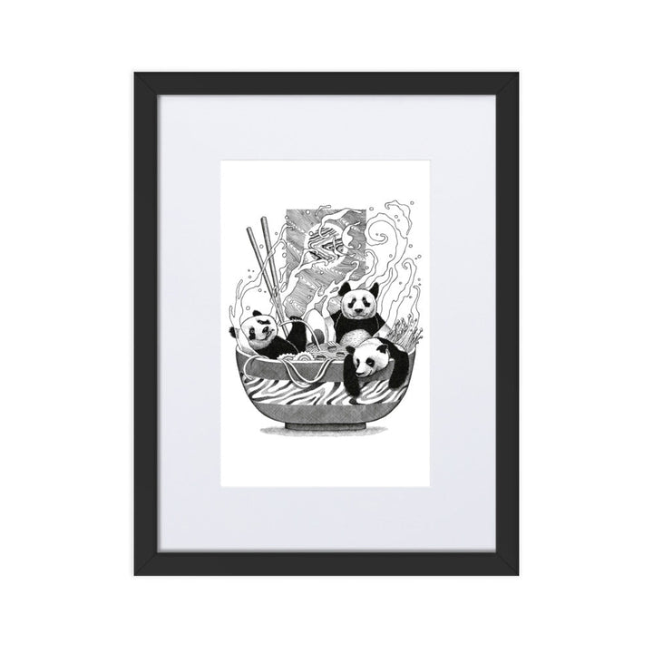 Poster mit Passepartout - Panda Ramen Pavel Illustrations Schwarz / 30×40 cm artlia