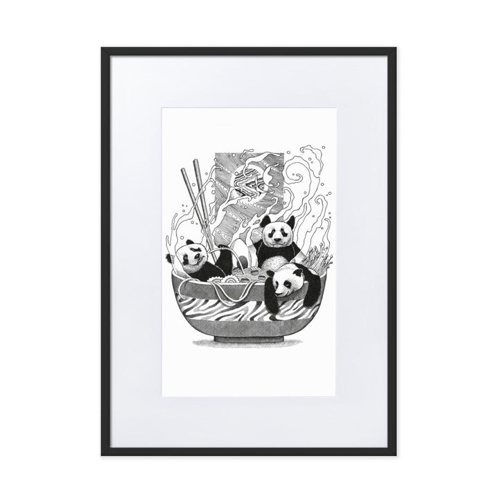 Poster mit Passepartout - Panda Ramen Pavel Illustrations Schwarz / 50×70 cm artlia