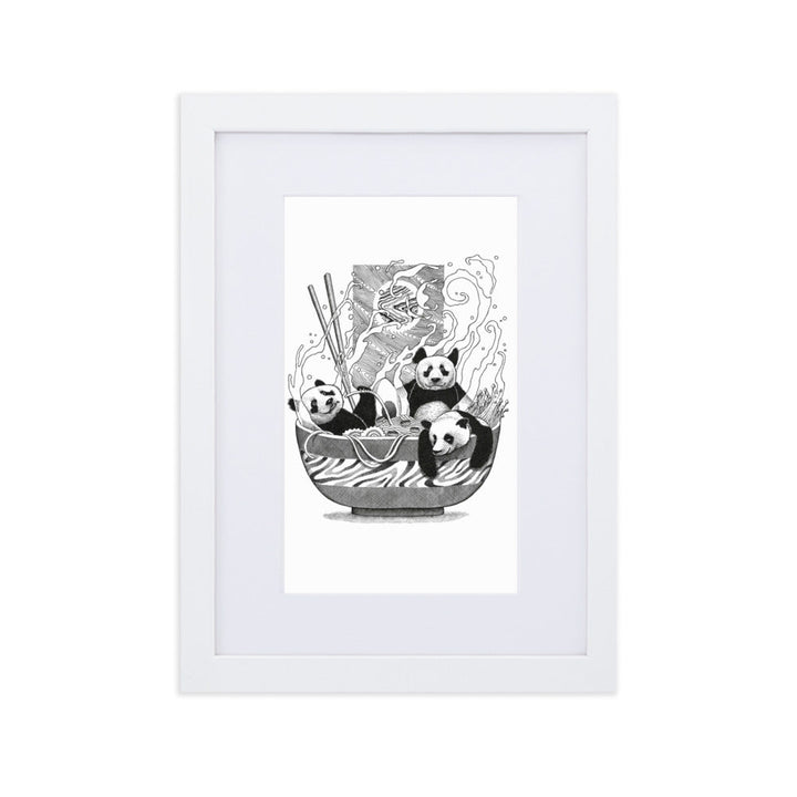 Poster mit Passepartout - Panda Ramen Pavel Illustrations Weiß / 21×30 cm artlia