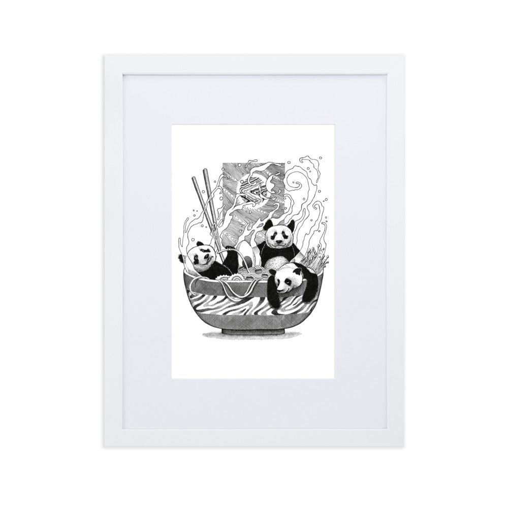 Poster mit Passepartout - Panda Ramen Pavel Illustrations Weiß / 30×40 cm artlia