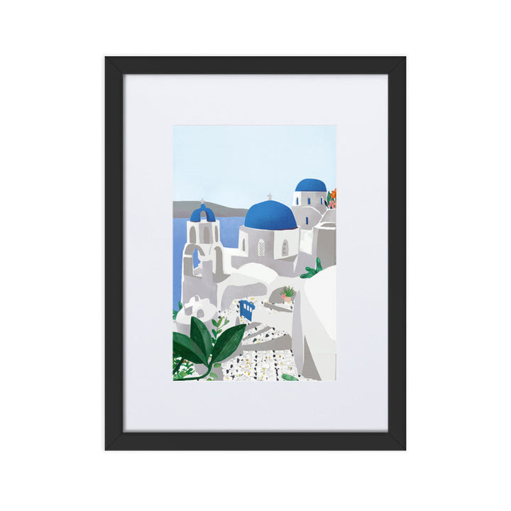 Poster mit Passepartout - Santorini Kuratoren von artlia Schwarz / 30×40 cm artlia