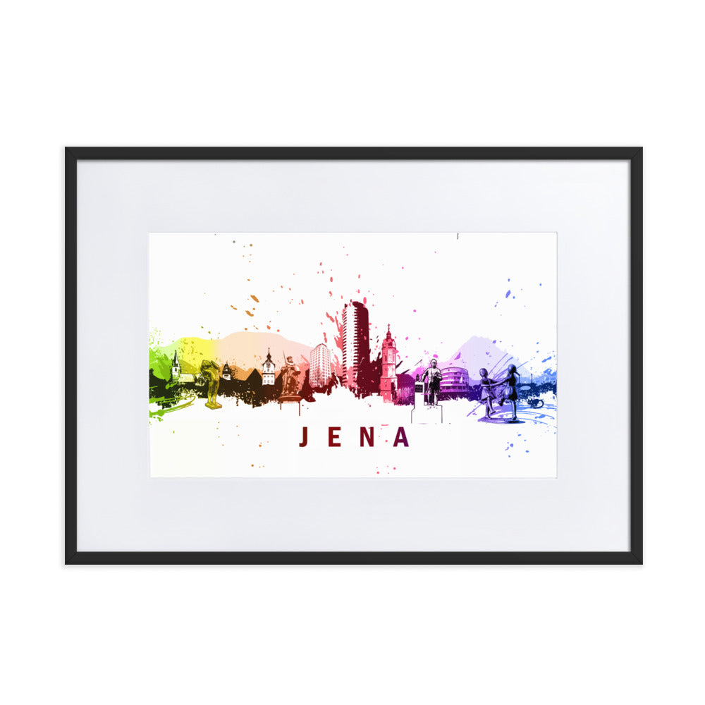 Poster mit Passepartout - Skyline Jena Marko Kurth Schwarz / 50×70 cm artlia