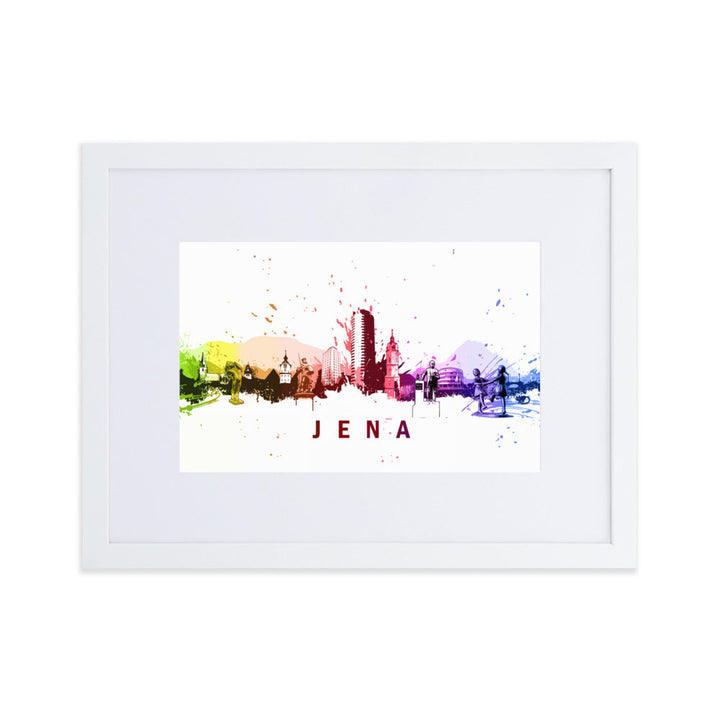 Poster mit Passepartout - Skyline Jena Marko Kurth Weiß / 30×40 cm artlia