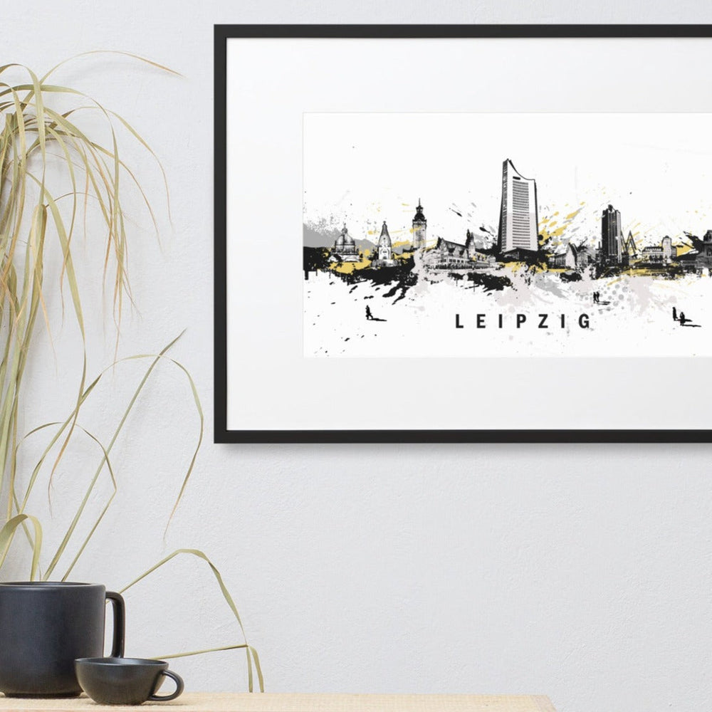 Poster mit Passepartout - Skyline Leipzig Marko Kurth artlia