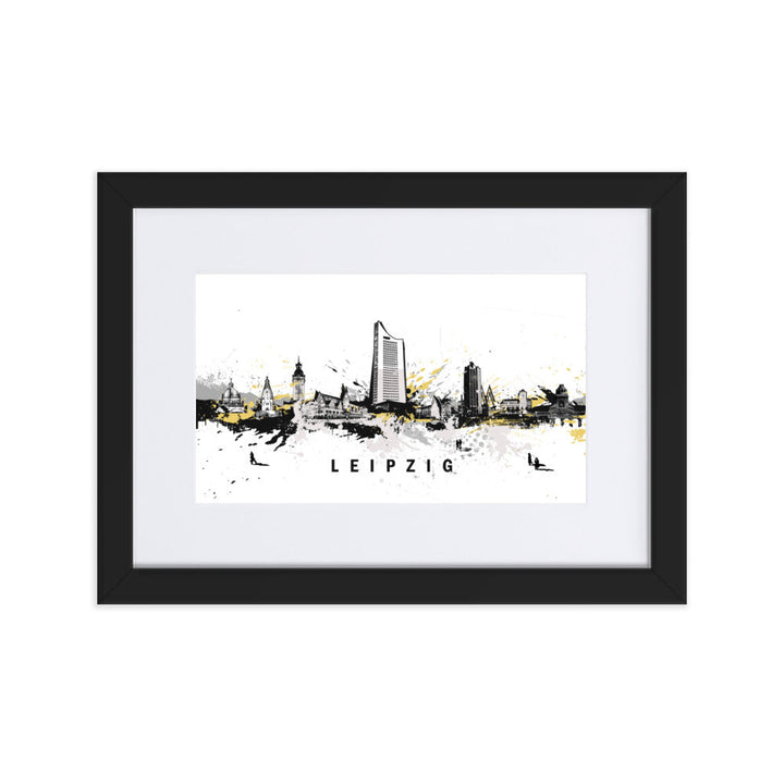 Poster mit Passepartout - Skyline Leipzig Marko Kurth Schwarz / 21×30 cm artlia