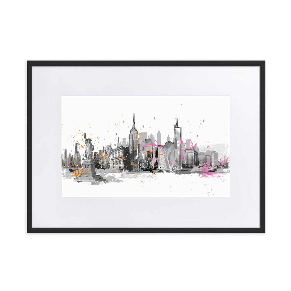 Poster mit Passepartout - Skyline New York Marko Kurth Schwarz / 50×70 cm artlia