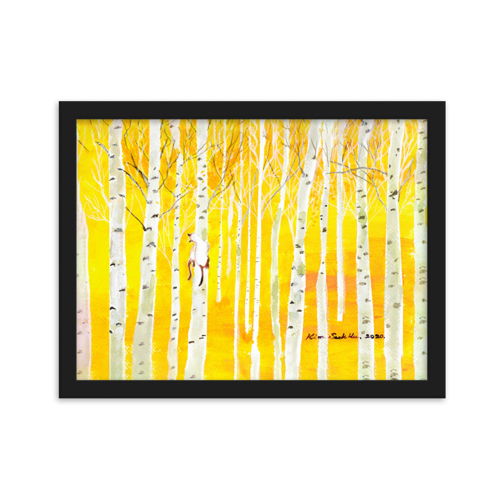 Poster mit Rahmen - Birkenwald Birch Forest Seokhee Kim Schwarz / 30×40 cm artlia