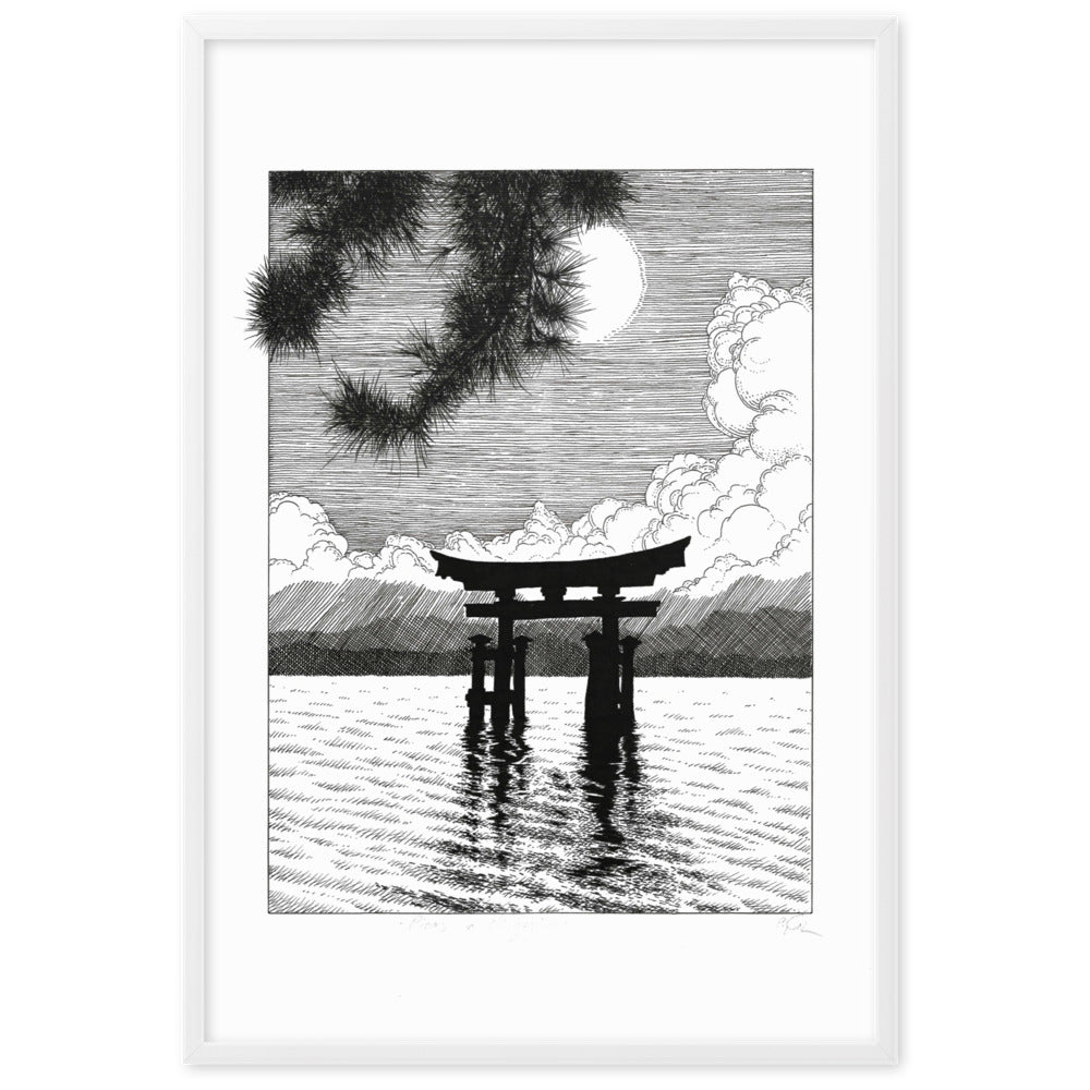 Poster mit Rahmen - Miyajima Pavel Illustrations Weiß / 61×91 cm artlia