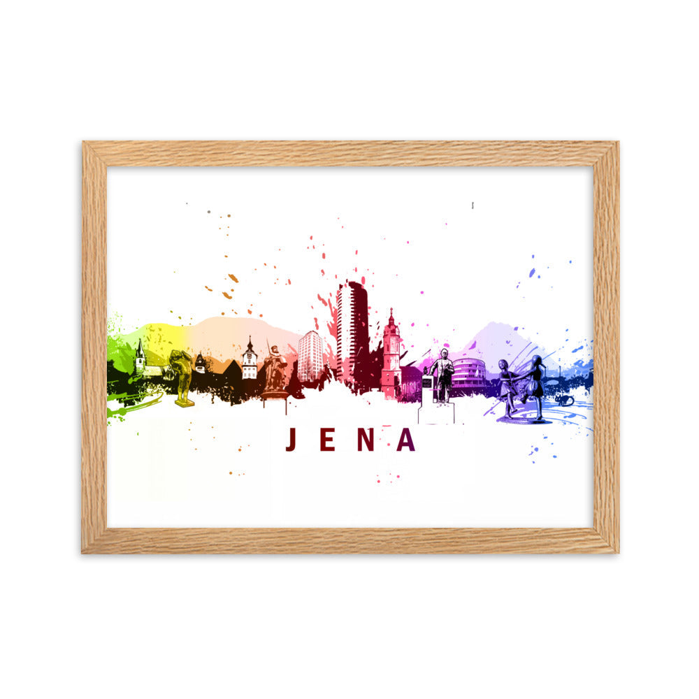 Poster mit Rahmen - Skyline Jena Marko Kurth Oak / 30×40 cm artlia