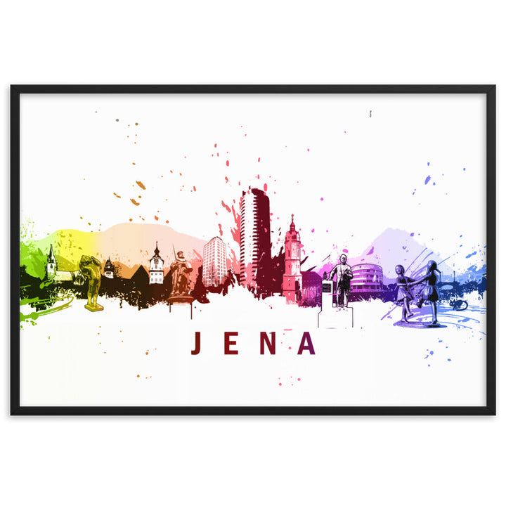 Poster mit Rahmen - Skyline Jena Marko Kurth Schwarz / 61×91 cm artlia