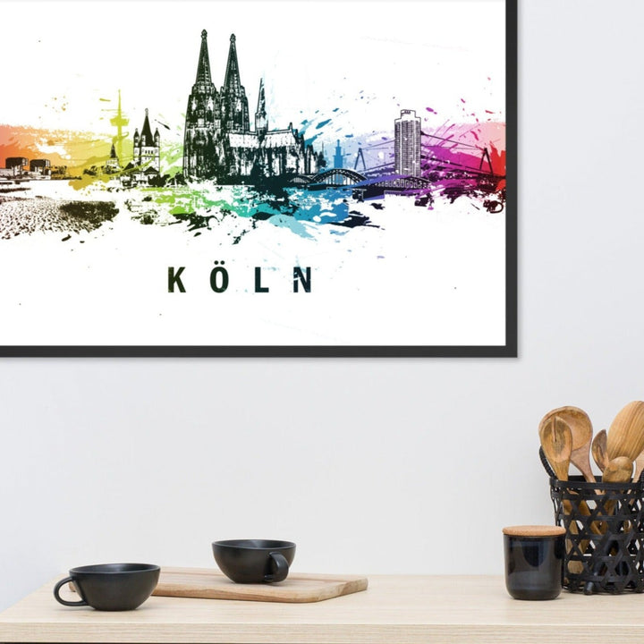 Poster mit Rahmen - Skyline Köln Marko Kurth artlia