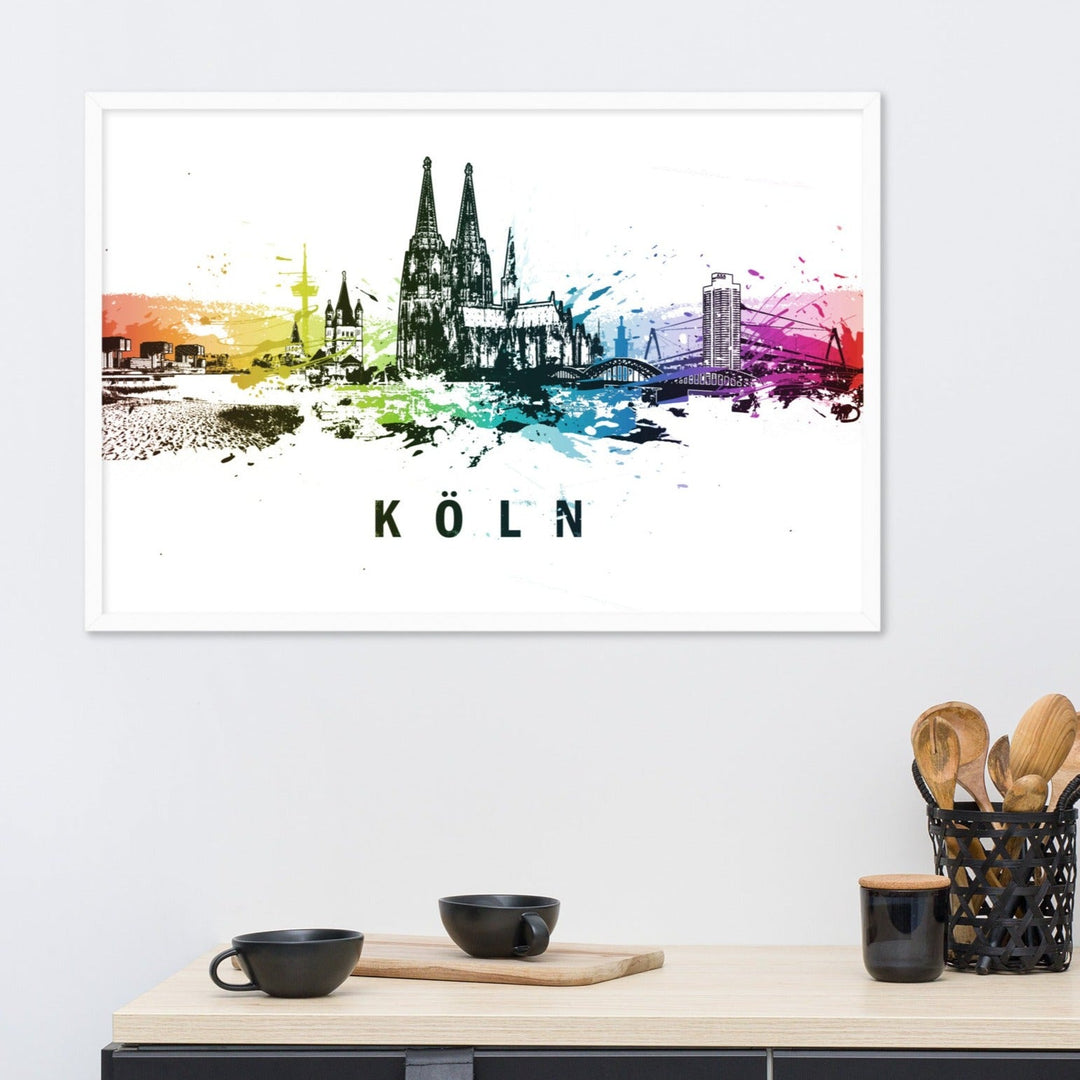 Poster mit Rahmen - Skyline Köln Marko Kurth artlia