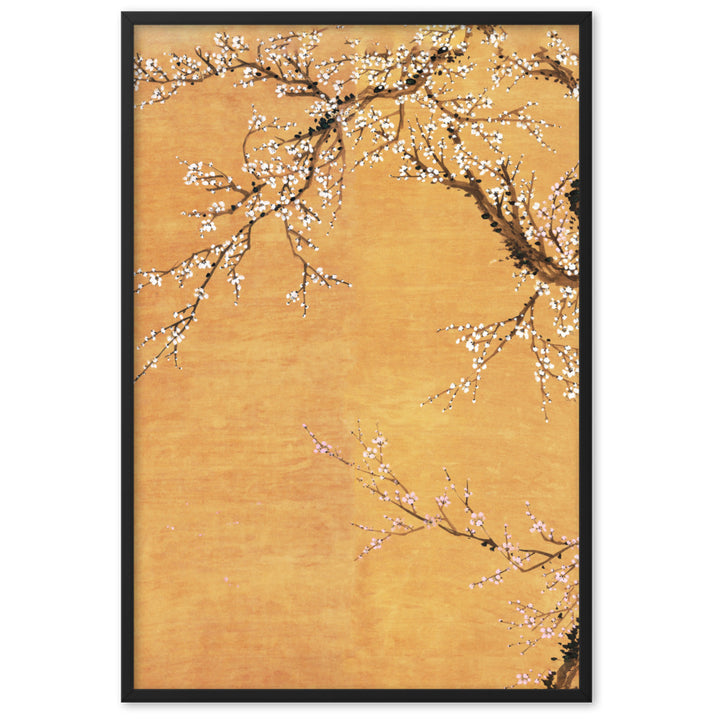 Poster - Rote und weiße Pflaumenblüten Jo Hee-ryong Schwarz / Teil 1 / 61×91 cm artlia