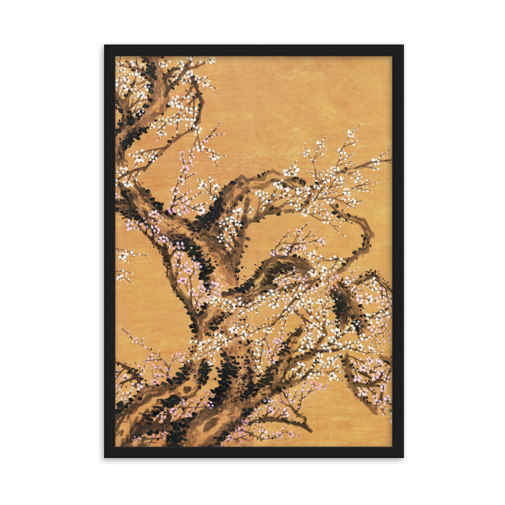 Poster - Rote und weiße Pflaumenblüten Jo Hee-ryong Schwarz / Teil 2 / 50×70 cm artlia