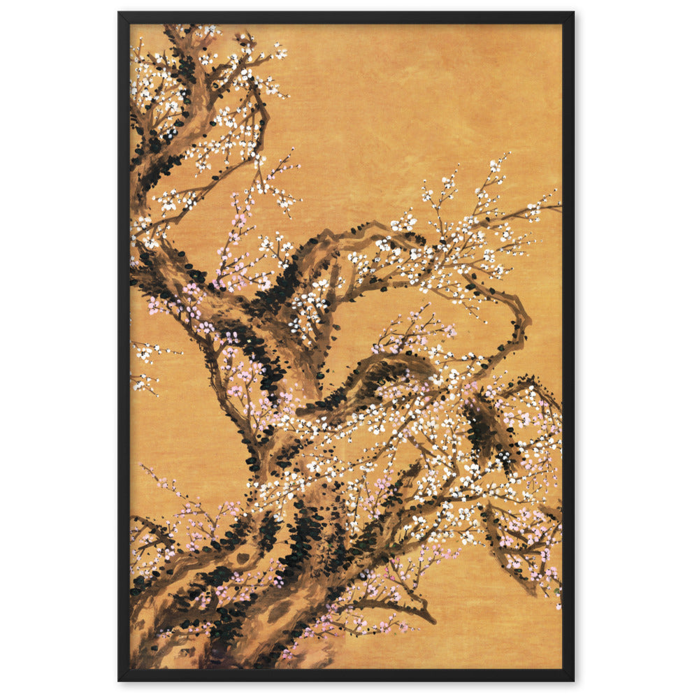 Poster - Rote und weiße Pflaumenblüten Jo Hee-ryong Schwarz / Teil 2 / 61×91 cm artlia