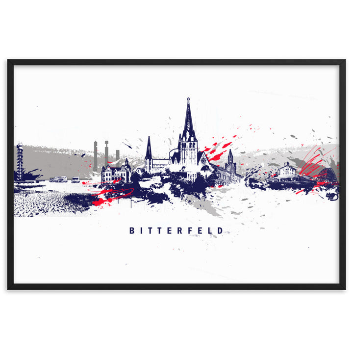 Poster - Skyline Bitterfeld Marko Kurth Schwarz / 61×91 cm artlia