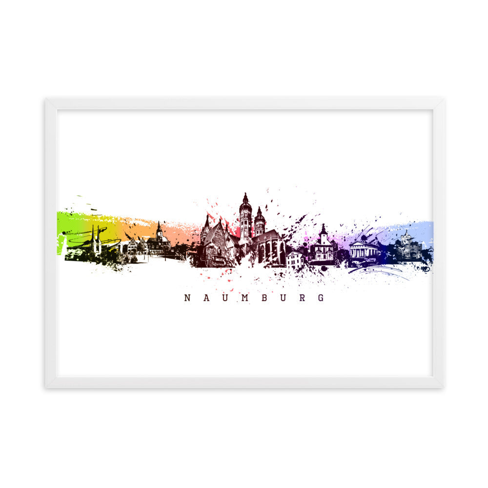 Poster - Skyline Naumburg Marko Kurth Weiß / 50×70 cm artlia