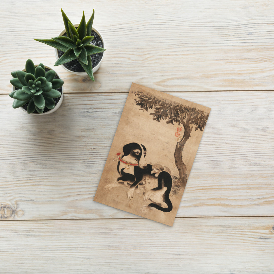 Postcard - Dog mother with puppies