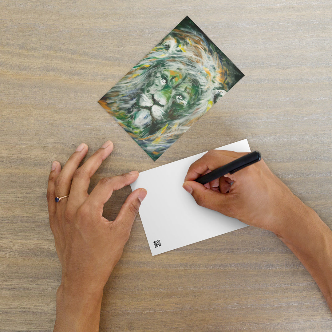 Carte postale - Lion vert