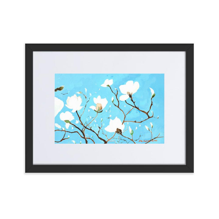 A Thousand, Shiny Magnolia - Poster im Rahmen mit Passepartout Seokhee Kim Schwarz / 30×40 cm artlia