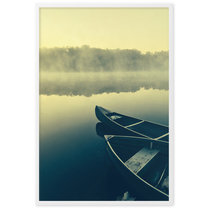 Boats in Fog - Poster im Rahmen Kuratoren von artlia Weiß / 61×91 cm artlia