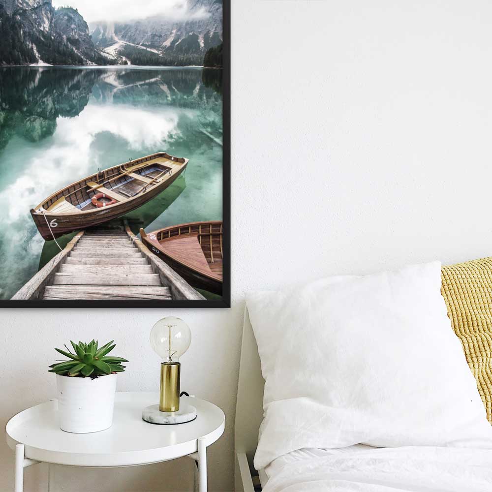 Braies lake - Poster im Rahmen Kuratoren von artlia artlia