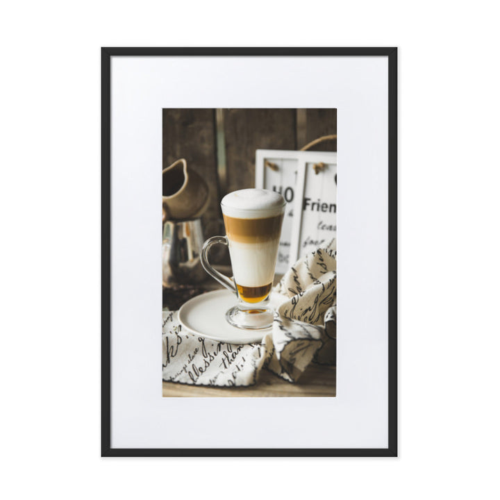 Café in Berlin - Poster im Rahmen mit Passepartout Kuratoren von artlia Schwarz / 50×70 cm artlia