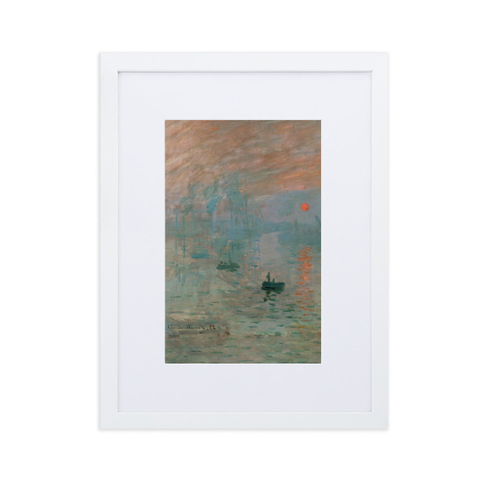 Claude Monet, Impression, Sonnenaufgang - Poster im Rahmen mit Passepartout Claude Monet Weiß / 30×40 cm artlia