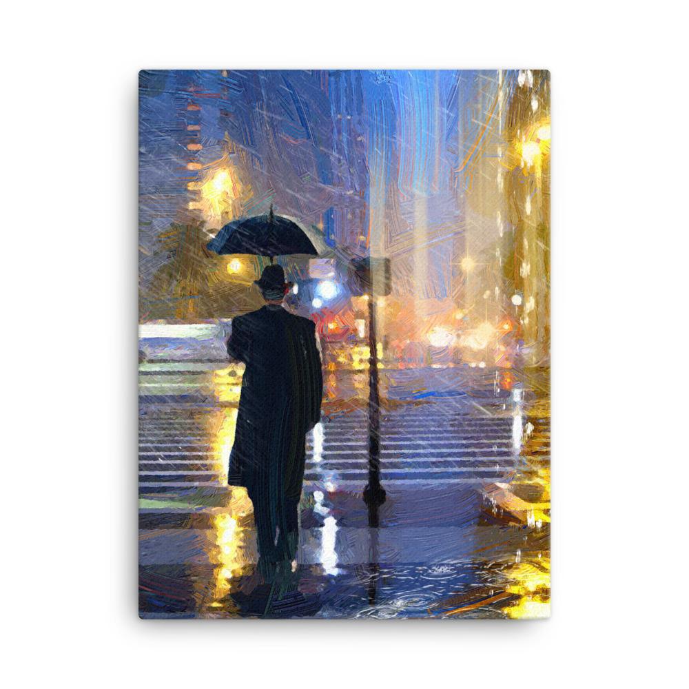 Downtown im Regen - Leinwand Kuratoren von artlia 30x41 cm artlia