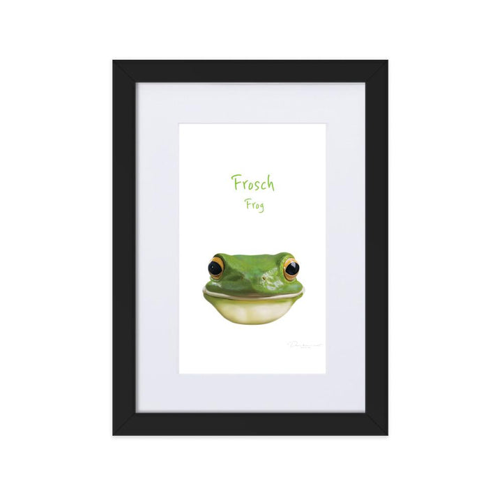 Frosch - Poster im Rahmen mit Passepartout dear.bon.vivant schwarz / 21×30 cm artlia