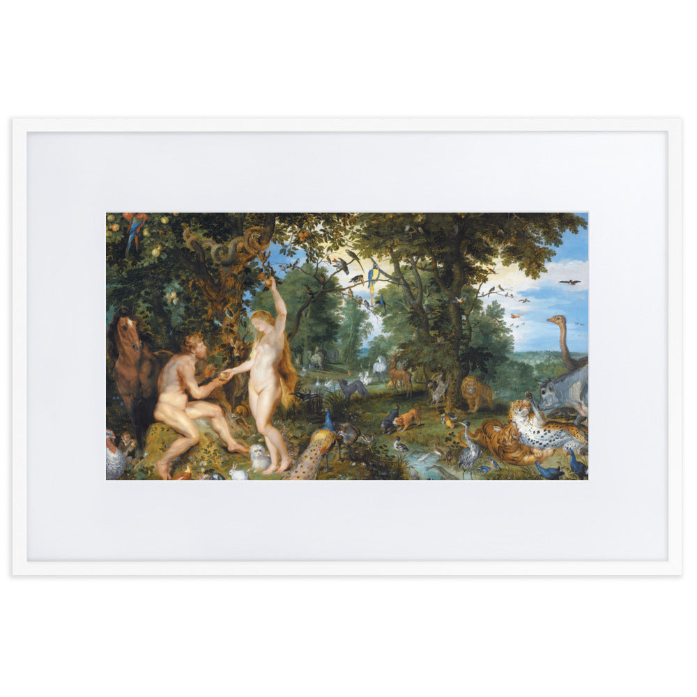 Garden of Eden - Poster im Rahmen mit Passepartout Peter Paul Rubens Weiß / 61×91 cm artlia