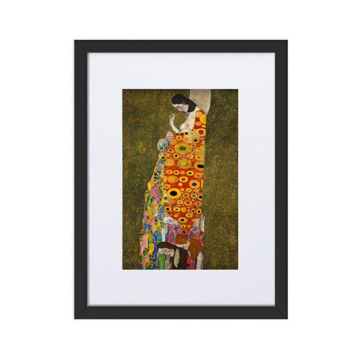 Gustav Klimt, Hope II - Poster im Rahmen mit Passepartout Gustav Klimt Schwarz / 30×40 cm artlia