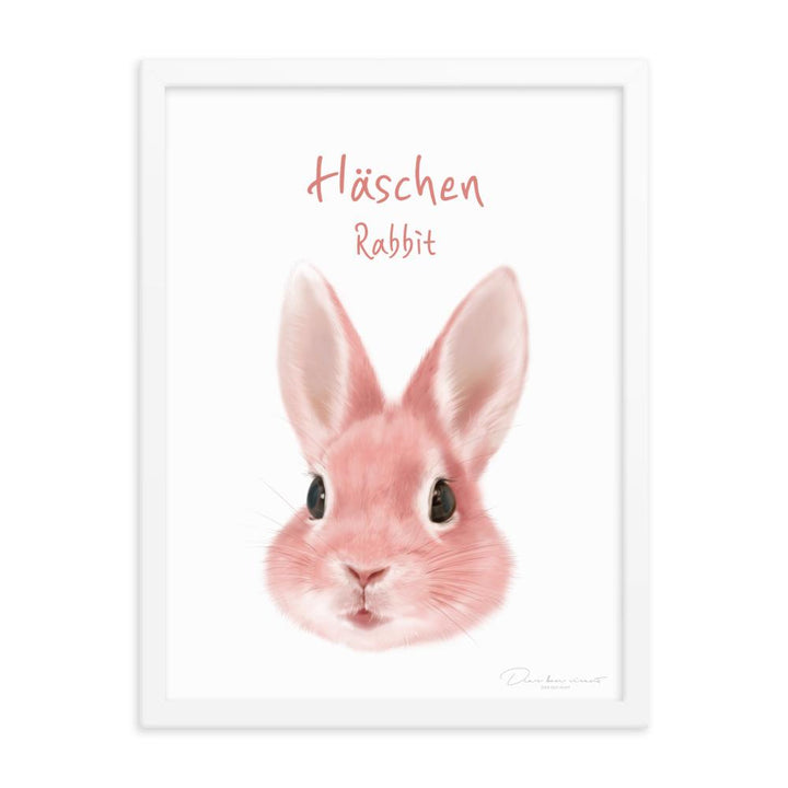 Häschen - Poster im Rahmen für Kinder dear.bon.vivant weiß / 30x41 cm artlia