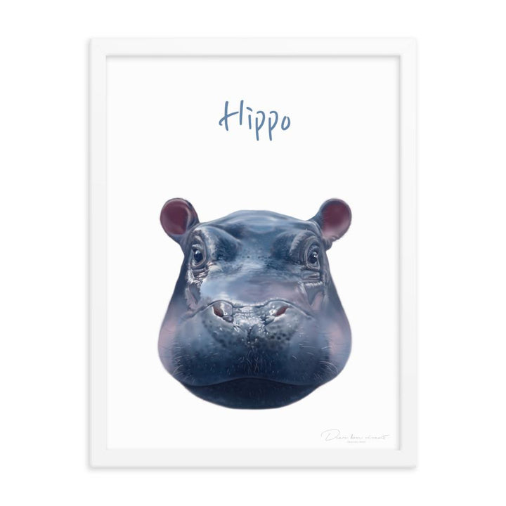 Hippo - Poster im Rahmen für Kinder dear.bon.vivant weiß / 30x41 cm artlia