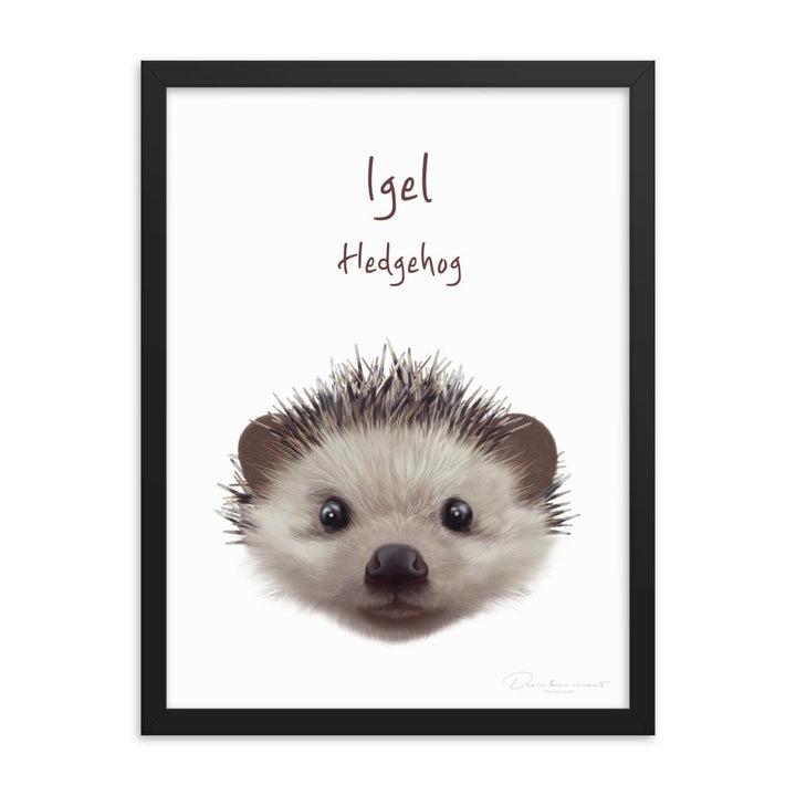 Igel - Poster im Rahmen für Kinder dear.bon.vivant schwarz / 30x41 cm artlia