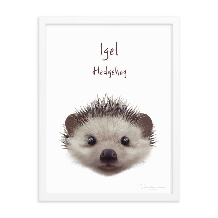 Igel - Poster im Rahmen für Kinder dear.bon.vivant weiß / 30x41 cm artlia