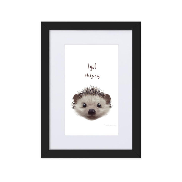 Igel - Poster im Rahmen mit Passepartout dear.bon.vivant schwarz / 21×30 cm artlia