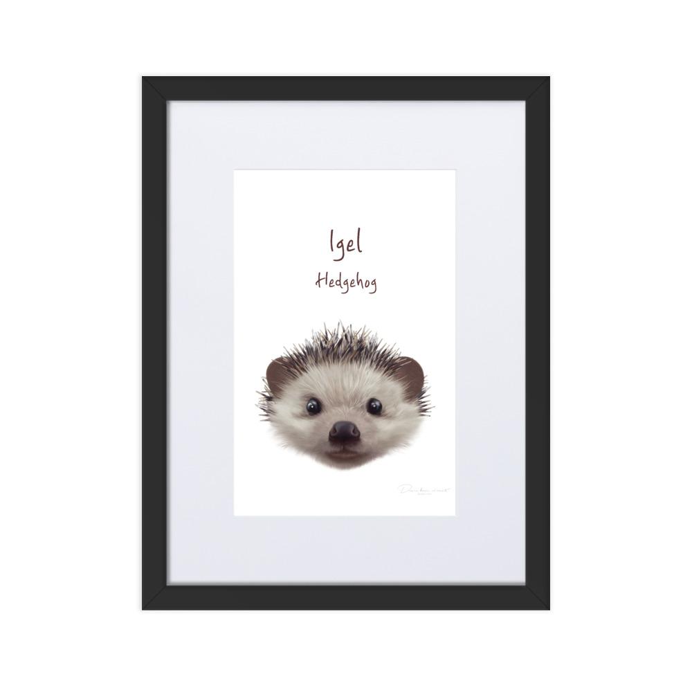 Igel - Poster im Rahmen mit Passepartout dear.bon.vivant schwarz / 30×40 cm artlia