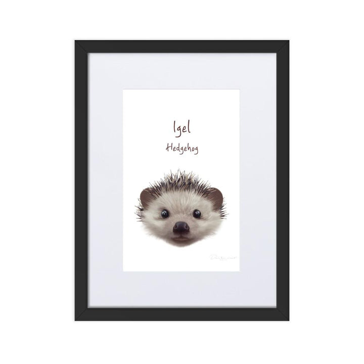 Igel - Poster im Rahmen mit Passepartout dear.bon.vivant schwarz / 30×40 cm artlia