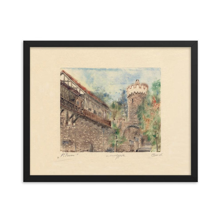 Jena Pulverturm - Poster im Rahmen Sergej Uchatsch schwarz / 41x51 cm artlia